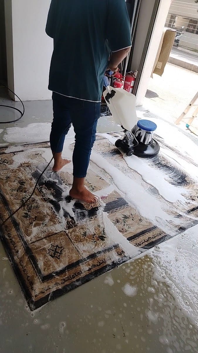 Carpet being deep cleaned at the shop